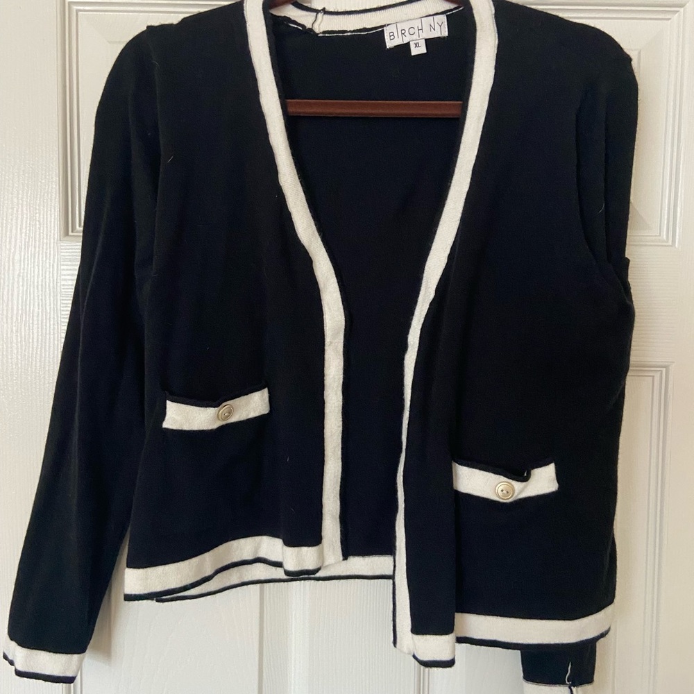 Classic Black and White Cardigan Sweater